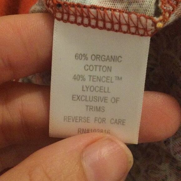 Garnet Hill Drop Waist Dress Size Medium Orange Red Floral Organic Cotton Boho - Picture 9 of 10